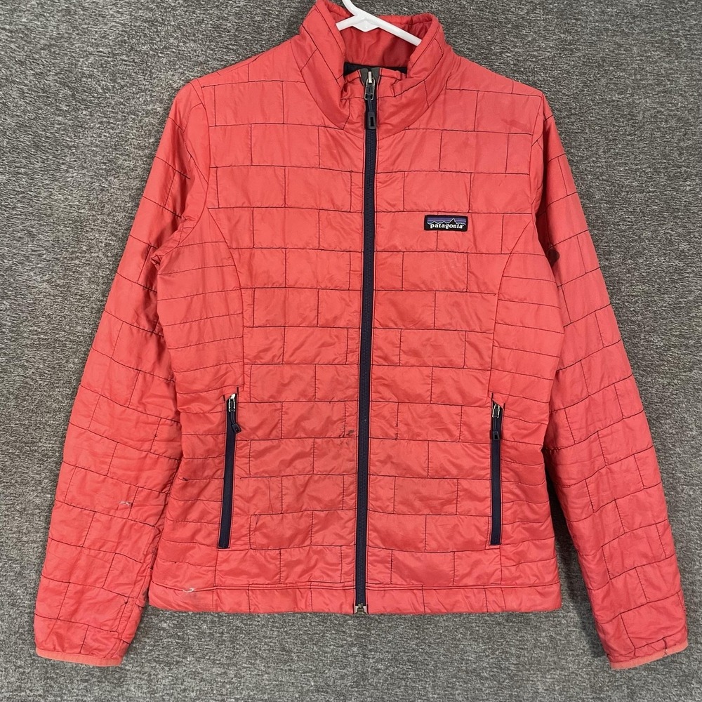 Patagonia Nano Puff Jacket Womens Small Red Quilted PrimaLoft Full Zip READ
